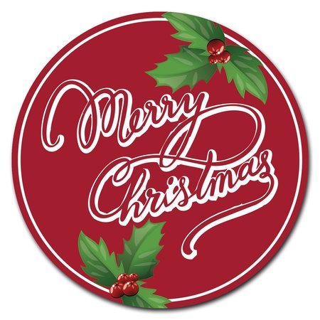 SIGNMISSION Corrugated Plastic Sign With Stakes 24in Circular-Merry Christmas 2 C-24-CIR-WS-Merry Christmas